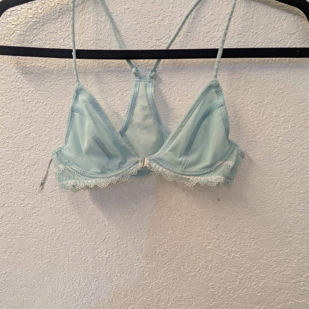 Free People Elegant Lace Trim Bralette in Light Blue Size Small